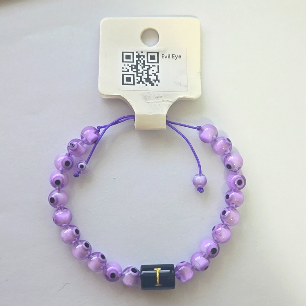 Evil Eye Gem Stone Bracelet Letter I